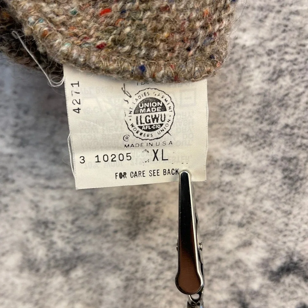 Vtg Robert Bruce Wool Blend Sweater Vest XL Brown Donegal Tweed Fleck Knit